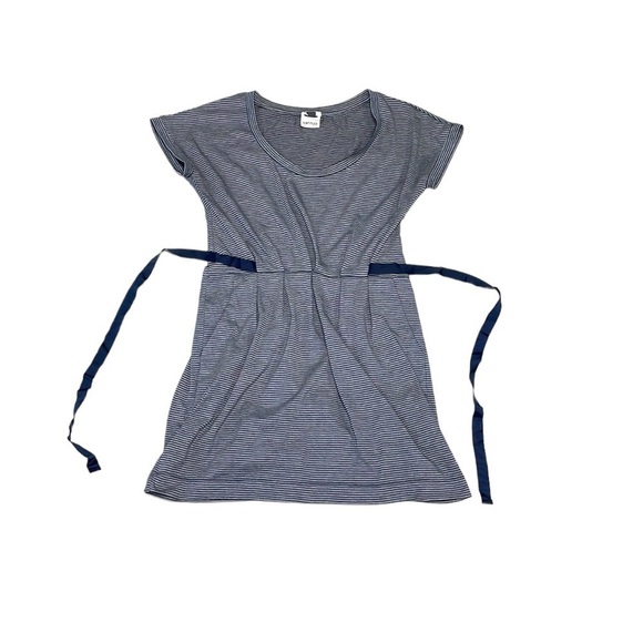 Subtitled Dress Blue Gray Stripes T-Shirt Tie Back Size 8 - Picture 2 of 12